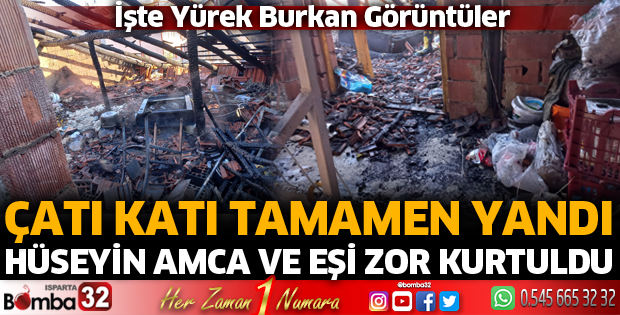 YANGINDA ÇATI KATI TAMAMEN YANDI
