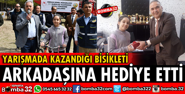 YARIŞMADA KAZANDIĞI BİSİKLETİ ARKADAŞINA HEDİYE ETTİ