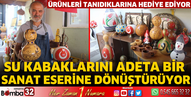 Yetiştirdiği su kabaklarını dekoratif ürünlere dönüştürüyor
