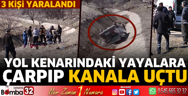 Yol kenarındaki yayalara çarpıp kanala uçtu