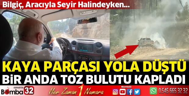 Yola kaya parçası düştü 