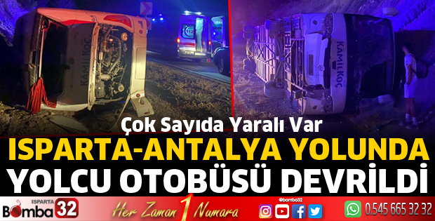 Yolcu otobüsü devrildi 