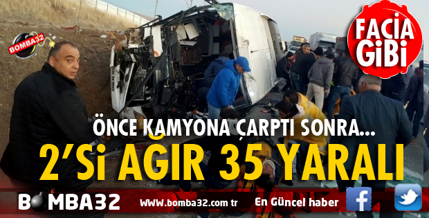YOLCU OTOBÜSÜ ŞARAMPOLE DEVRİLDİ !