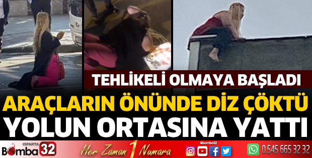 Yolun ortasına yatıyor, araçların önüne atlıyor